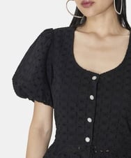 VZBGX24360 TARA JARMON(タラ ジャーモン) フレンチエンブロイダリーブラウス ブラック