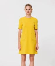 VZEAD01490 TARA JARMON(タラ ジャーモン) ダブルクロスドレス イエロー