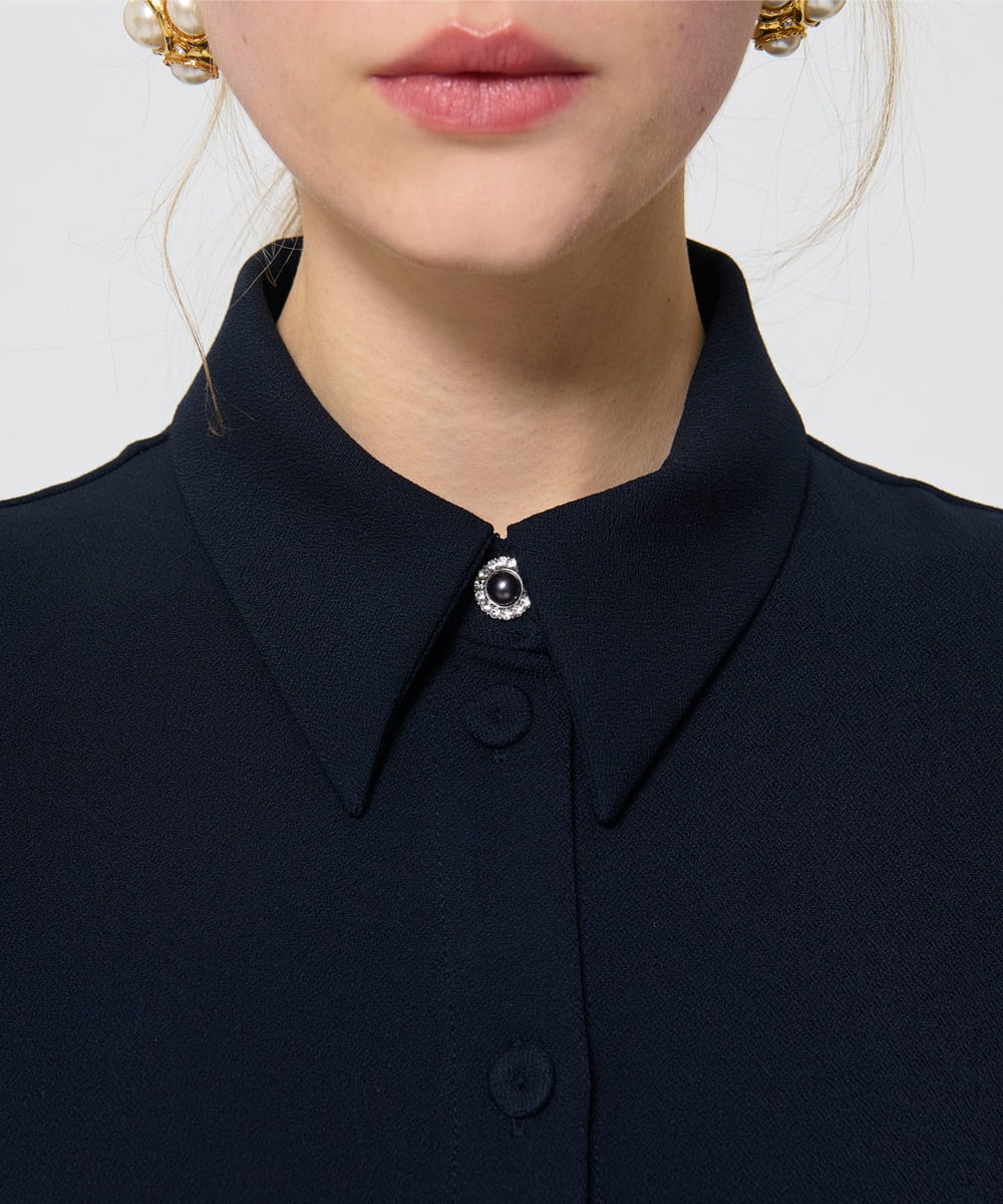 VZEAD16550 TARA JARMON(タラ ジャーモン) ヘビークレープドレス ネイビー