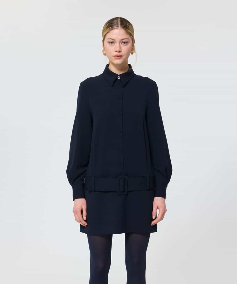 VZEAD16550 TARA JARMON(タラ ジャーモン) ヘビークレープドレス ネイビー