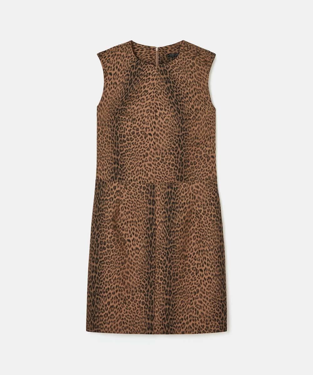 VZEAD19480 TARA JARMON(タラ ジャーモン) レオパードジャカードドレス ヘーゼルナッツ