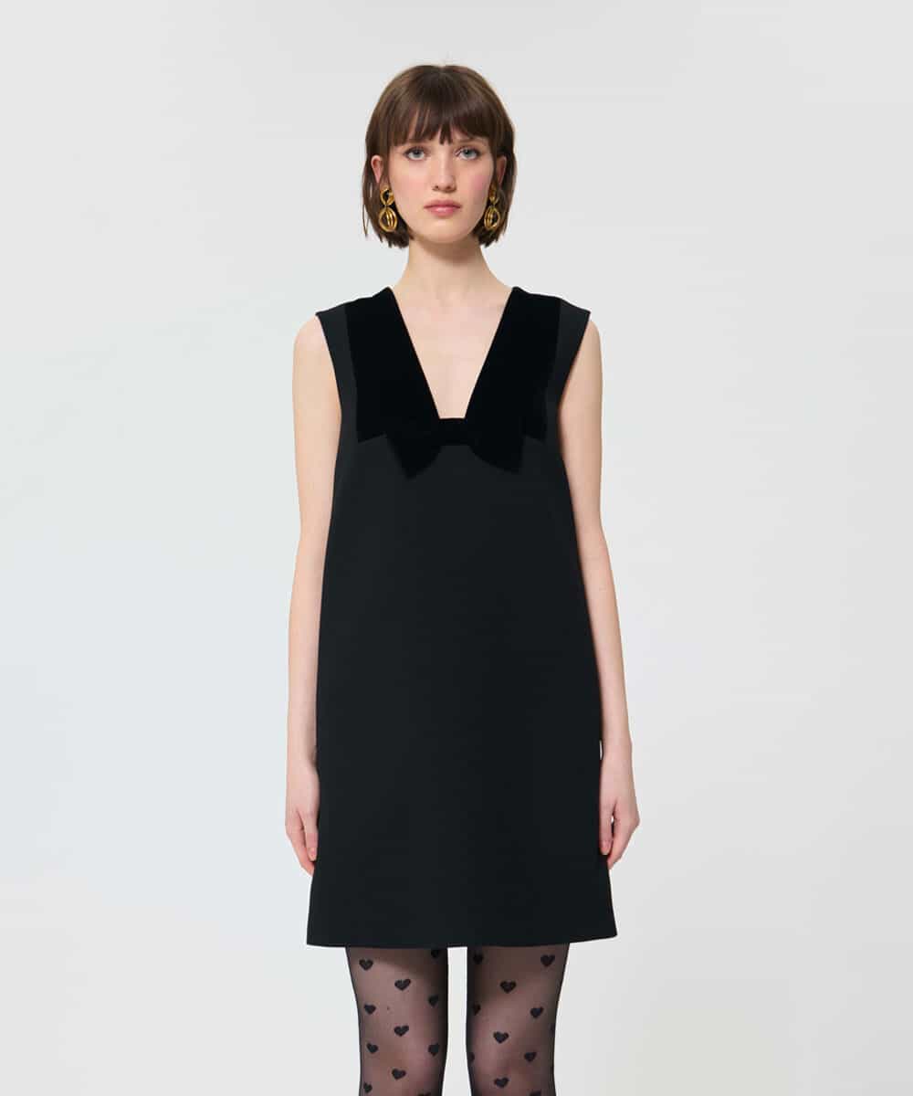 VZEAD20610 TARA JARMON(タラ ジャーモン) ヘビークレープドレス ブラック