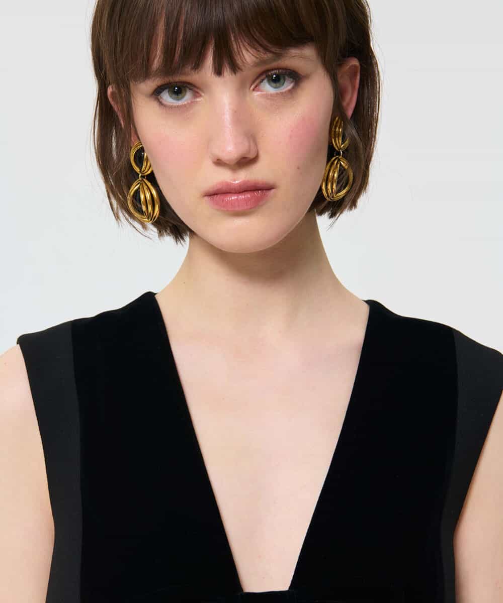 VZEAD20610 TARA JARMON(タラ ジャーモン) ヘビークレープドレス ブラック