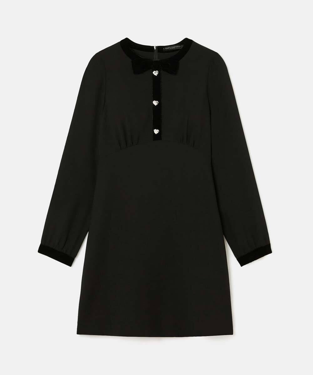 VZEAD21460 TARA JARMON(タラ ジャーモン) クレープドレス ブラック