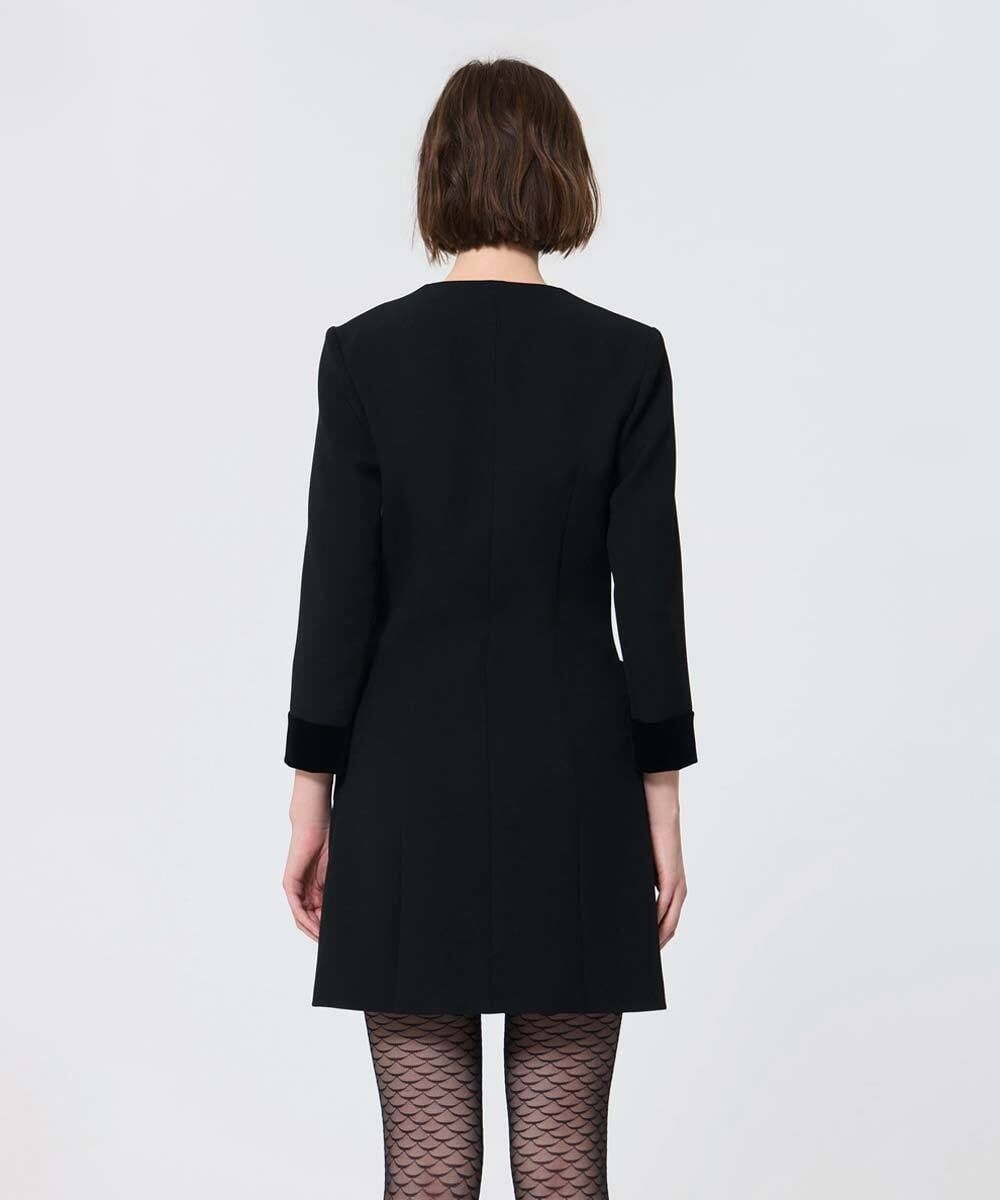 VZEAD23630 TARA JARMON(タラ ジャーモン) ヘビークレープドレス ブラック