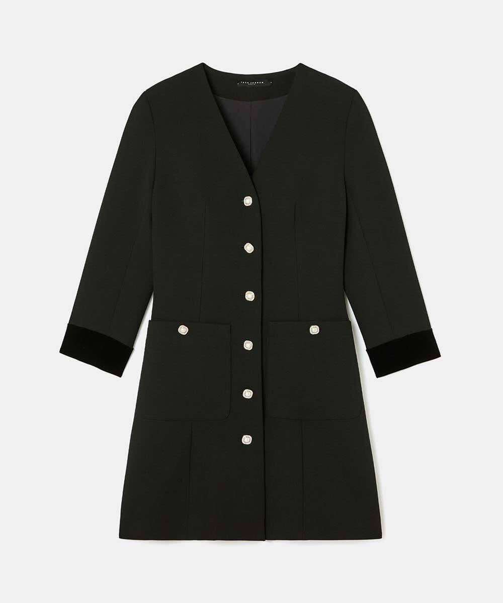 VZEAD23630 TARA JARMON(タラ ジャーモン) ヘビークレープドレス ブラック