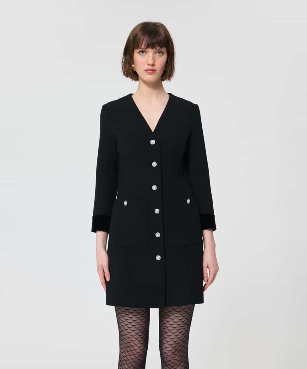 VZEAD23630 TARA JARMON(タラ ジャーモン) ヘビークレープドレス ブラック