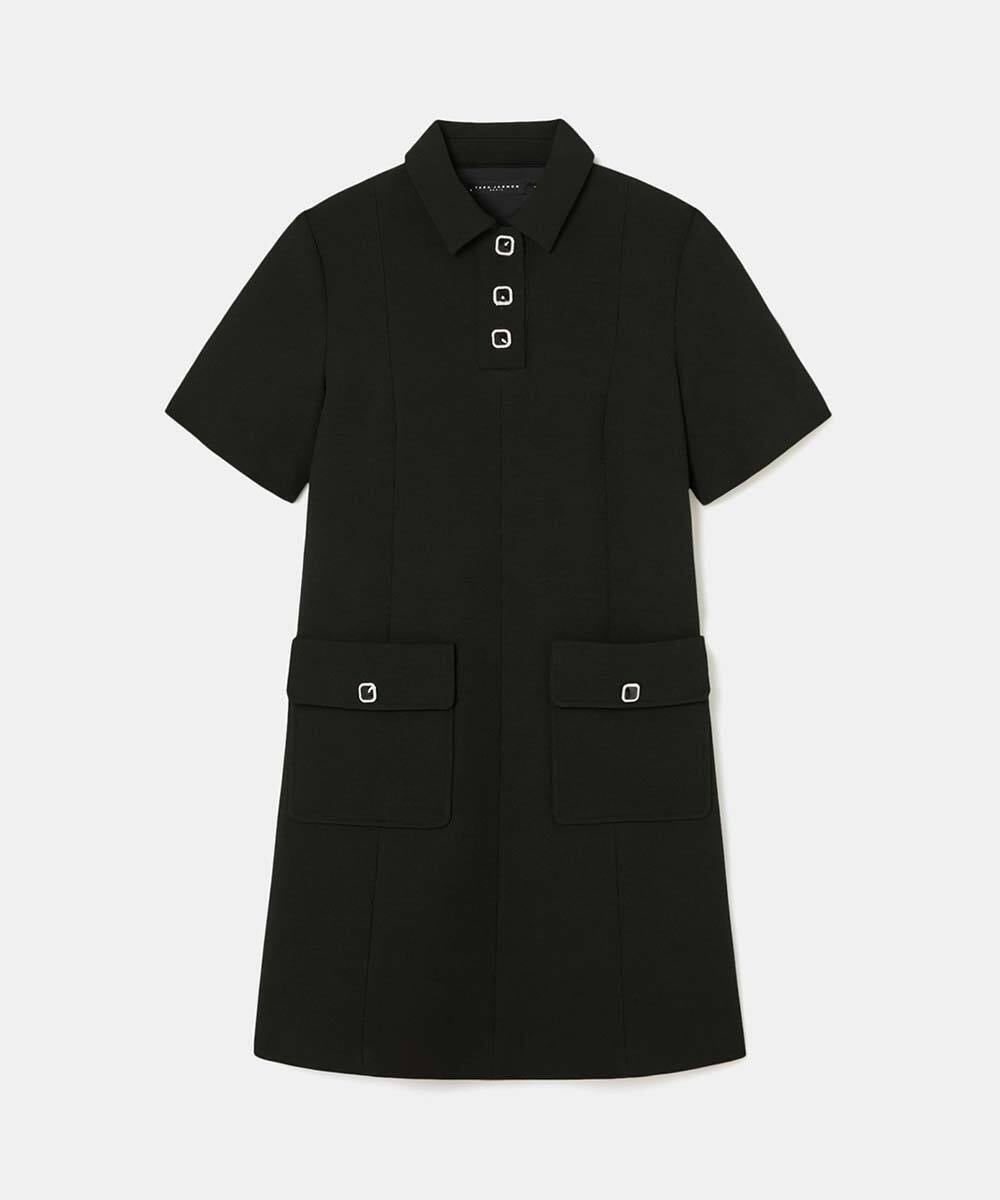 VZEAD25610 TARA JARMON(タラ ジャーモン) ヘビークレープドレス ブラック