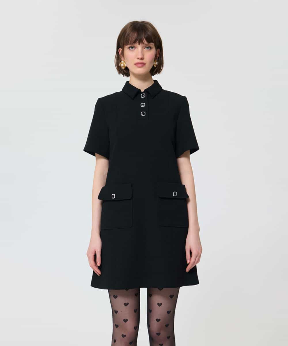 VZEAD25610 TARA JARMON(タラ ジャーモン) ヘビークレープドレス ブラック