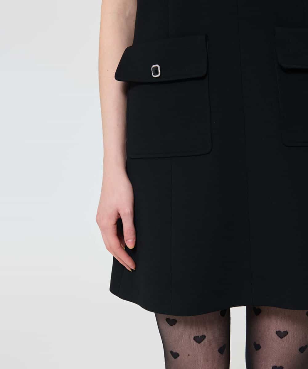 VZEAD25610 TARA JARMON(タラ ジャーモン) ヘビークレープドレス ブラック