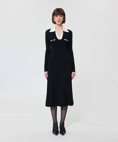 VZEAD30550 TARA JARMON リブヴィスコースニットドレス