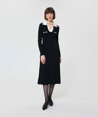 VZEAD30550 TARA JARMON リブヴィスコースニットドレス