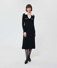 VZEAD30550 TARA JARMON(タラ ジャーモン) リブヴィスコースニットドレス ブラック