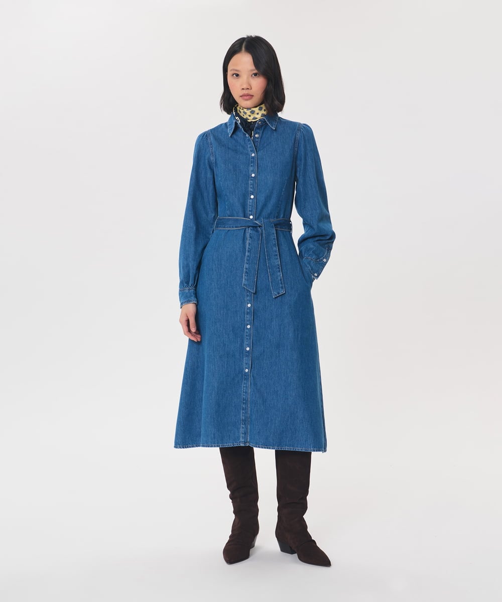 VZEAG02480 TARA JARMON(タラ ジャーモン) ライトウォッシュドデニムドレス ブルーデニム