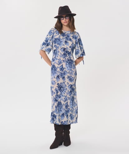VZEAG03620 TARA JARMON フラワープリントクレープデシンドレス