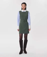 VZEAG08500 TARA JARMON(タラ ジャーモン) ミニマルラインダブルクロスドレス カーキ