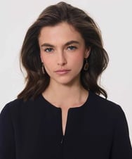 VZEAG15470 TARA JARMON(タラ ジャーモン) ハーフスリーブギャザークレープドレス ミッドナイトブルー