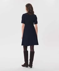 VZEAG15470 TARA JARMON(タラ ジャーモン) ハーフスリーブギャザークレープドレス ミッドナイトブルー