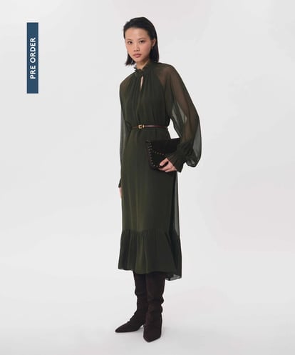 VZEAG18730 TARA JARMON シアークレープギャザードレス