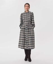 VZEAG19540 TARA JARMON(タラ ジャーモン) グリーンブラッシュドチェックドレス カーキ
