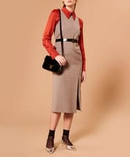 VZEAX18490 TARA JARMON(タラ ジャーモン) フランネルノースリーブドレス ベージュ