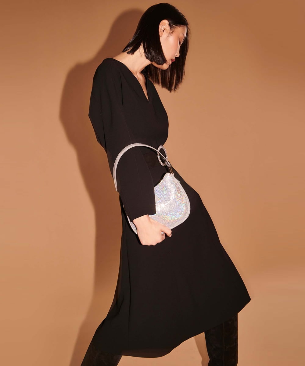 VZEAX22470 TARA JARMON(タラ ジャーモン) クレープドレス ブラック