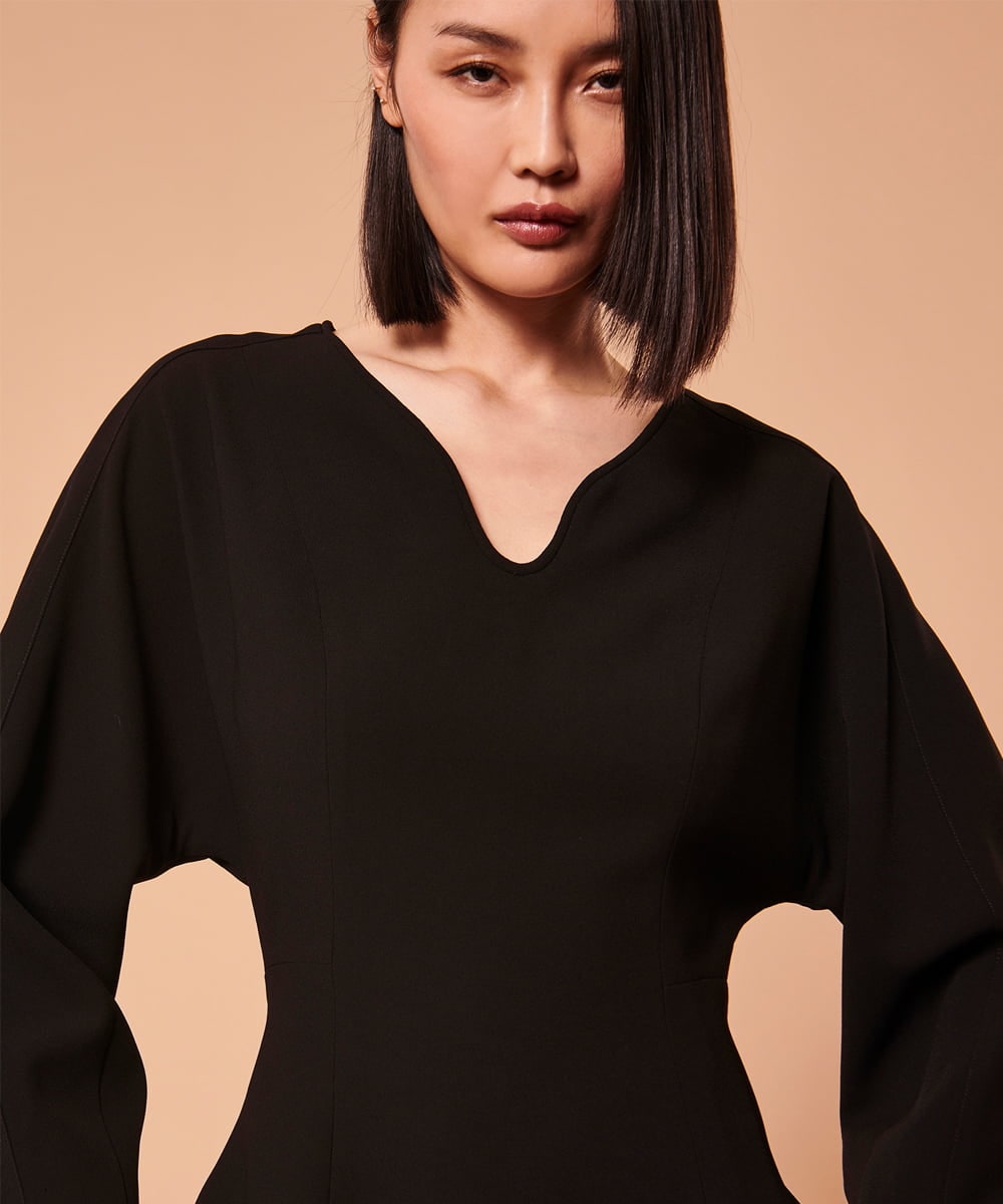 VZEAX22470 TARA JARMON(タラ ジャーモン) クレープドレス ブラック