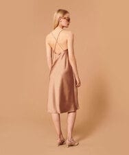 VZEAX27440 TARA JARMON(タラ ジャーモン) サテンキャミドレス ライトブラウン