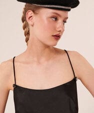 VZEAX27440 TARA JARMON(タラ ジャーモン) サテンキャミドレス ブラック