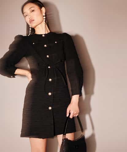 VZEAX41620 TARA JARMON Tweed bouclette dress