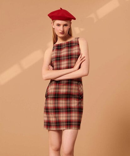 VZEAX42480 TARA JARMON Red tartan dress