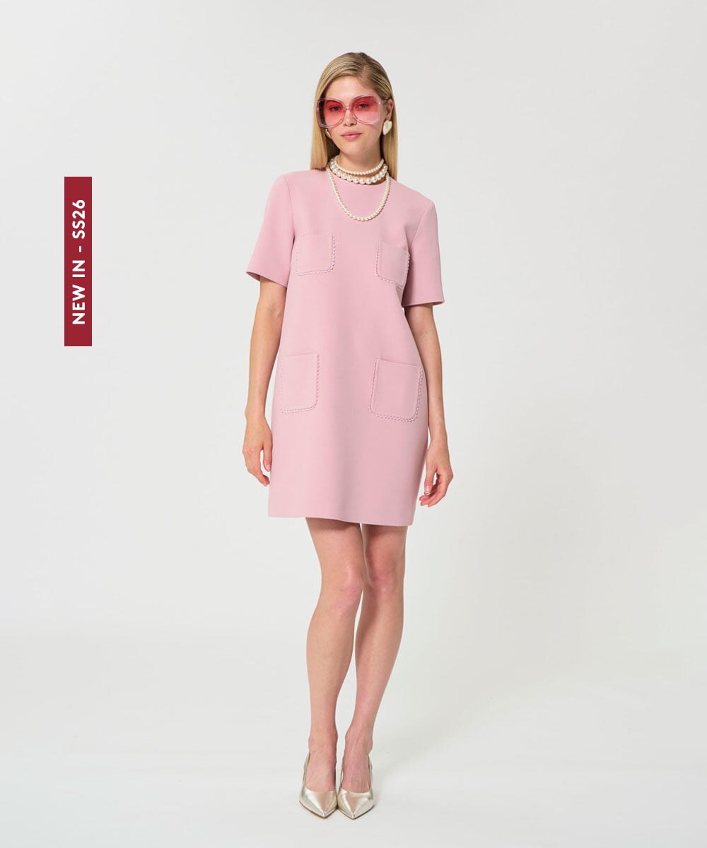 VZEGD01590 TARA JARMON(タラ ジャーモン) ダブルクロスドレス ピンク