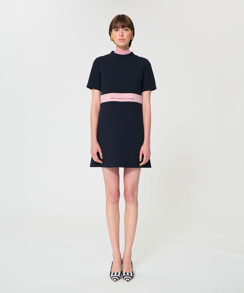 VZEGD02590 TARA JARMON(タラ ジャーモン) ダブルクロスドレス ネイビー