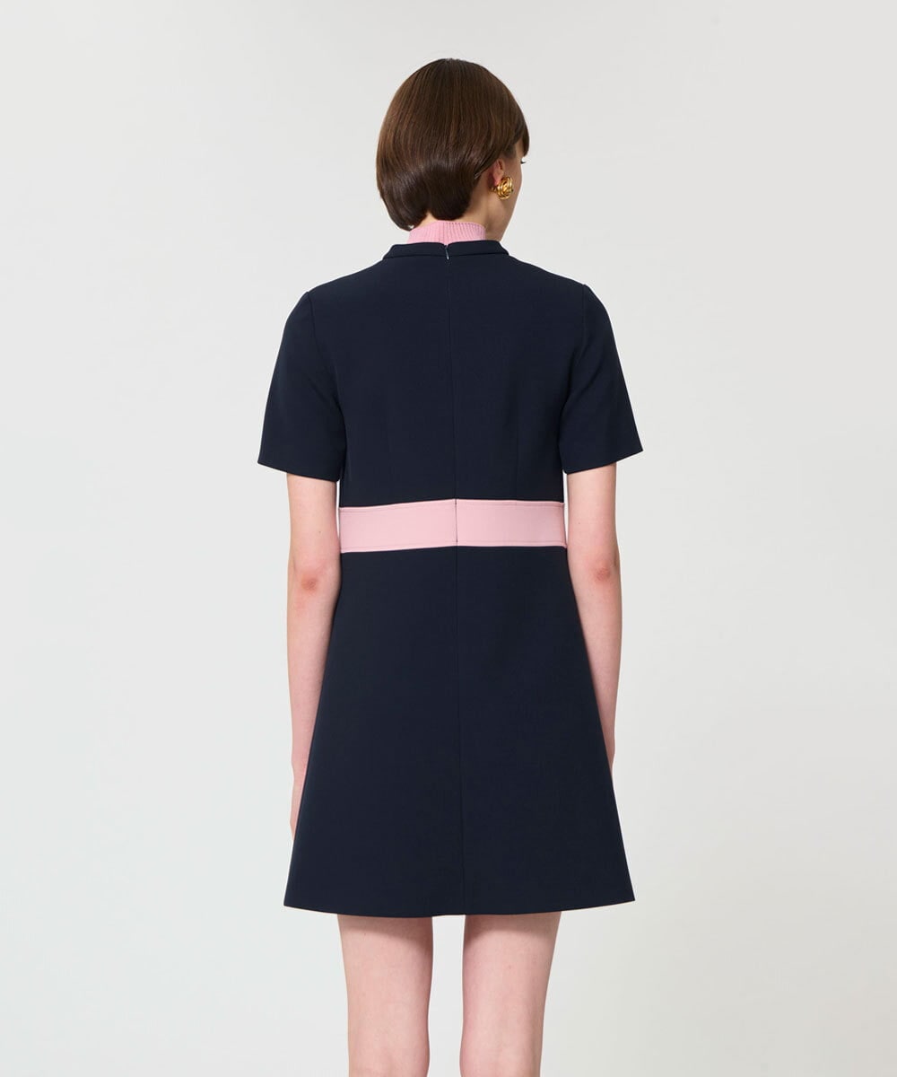 VZEGD02590 TARA JARMON(タラ ジャーモン) ダブルクロスドレス ネイビー