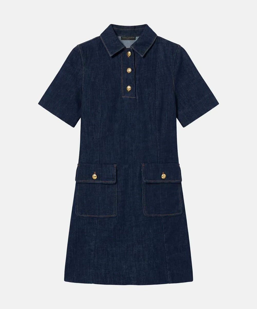 VZEGD03510 TARA JARMON(タラ ジャーモン) デニムドレス ネイビー