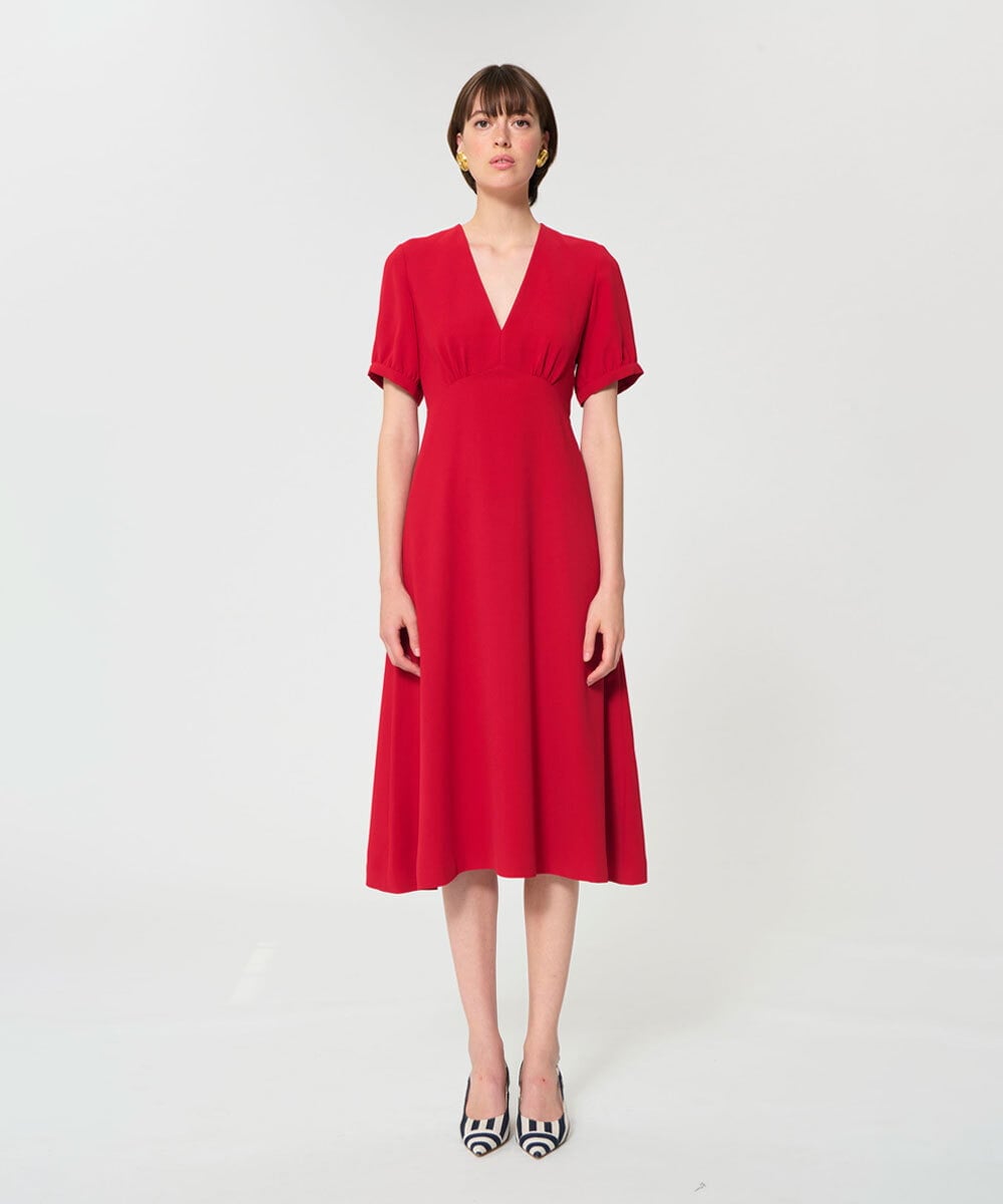 VZEGD06500 TARA JARMON(タラ ジャーモン) クレープドレス レッド