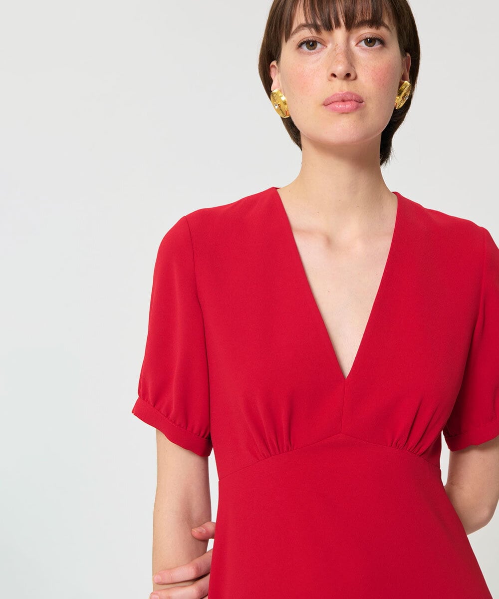 VZEGD06500 TARA JARMON(タラ ジャーモン) クレープドレス レッド