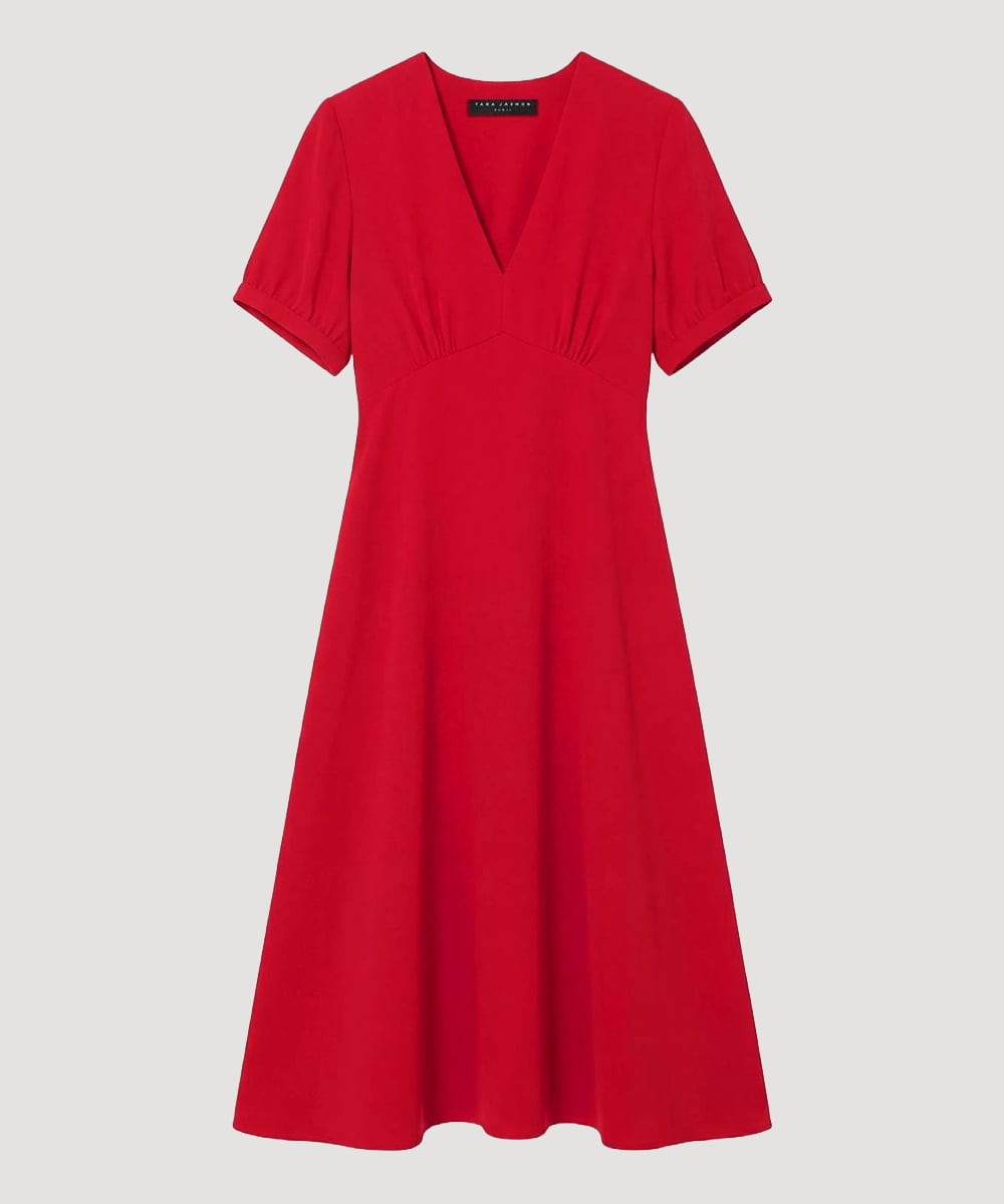VZEGD06500 TARA JARMON(タラ ジャーモン) クレープドレス レッド