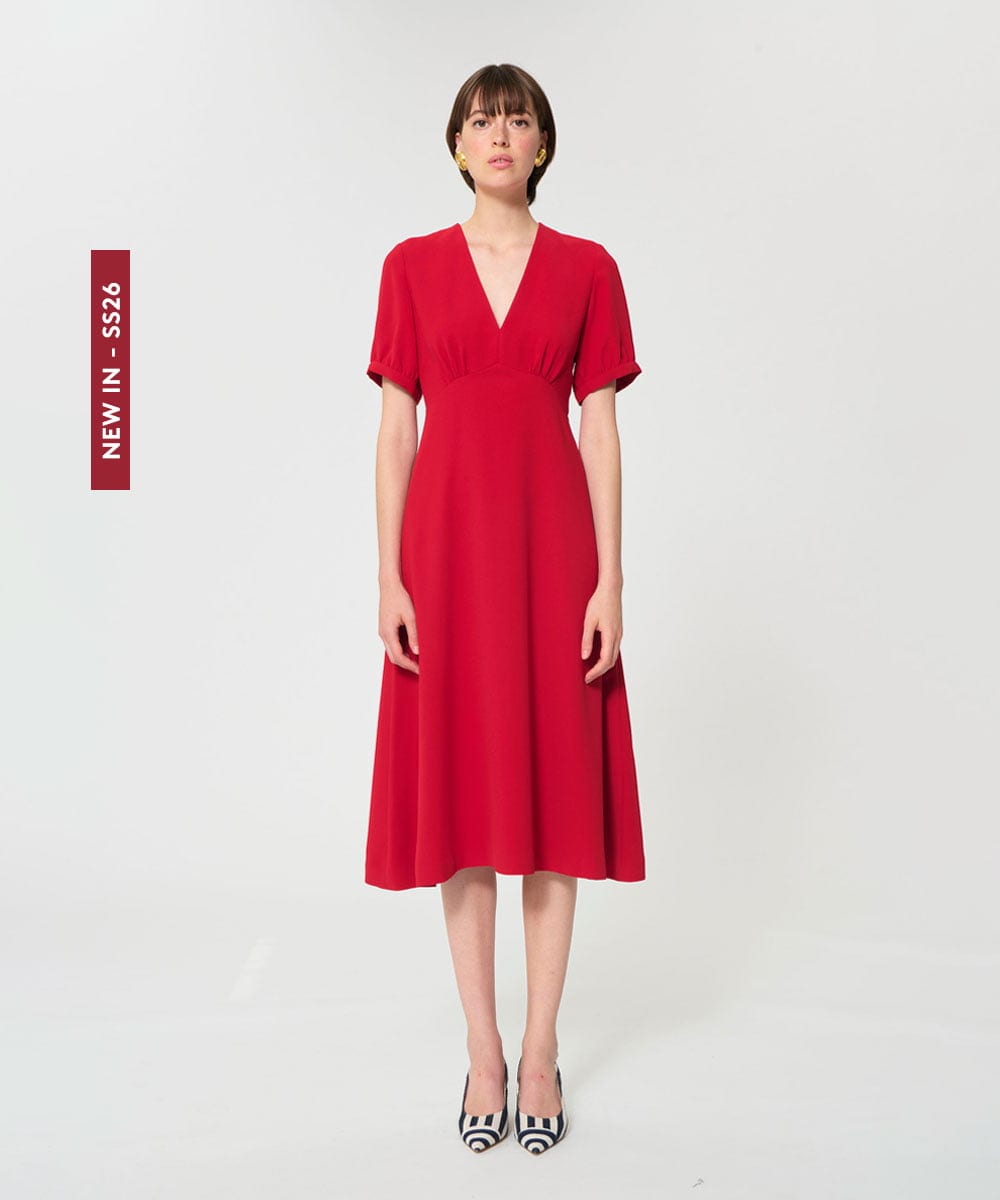 VZEGD06500 TARA JARMON(タラ ジャーモン) クレープドレス レッド