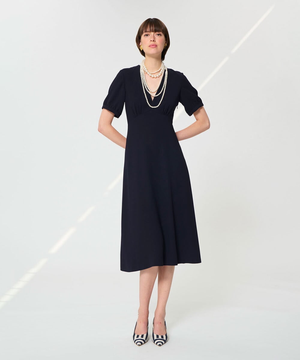 VZEGD06500 TARA JARMON(タラ ジャーモン) クレープドレス ネイビー