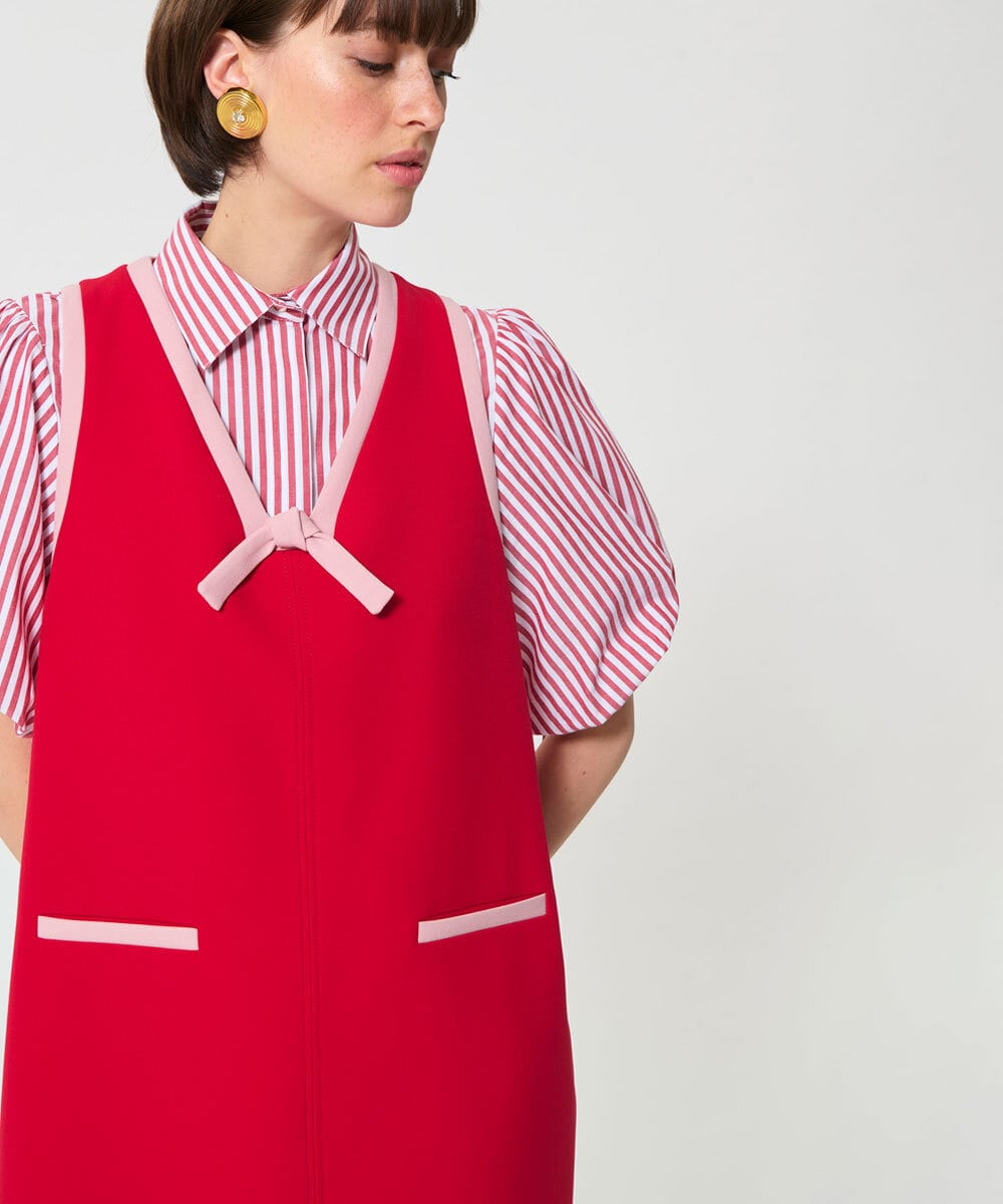 VZEGD07540 TARA JARMON(タラ ジャーモン) ダブルクロスドレス レッド