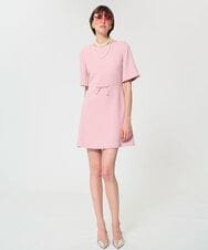 VZEGD09450 TARA JARMON(タラ ジャーモン) フレアスリーブリボンクレープドレス ピンク