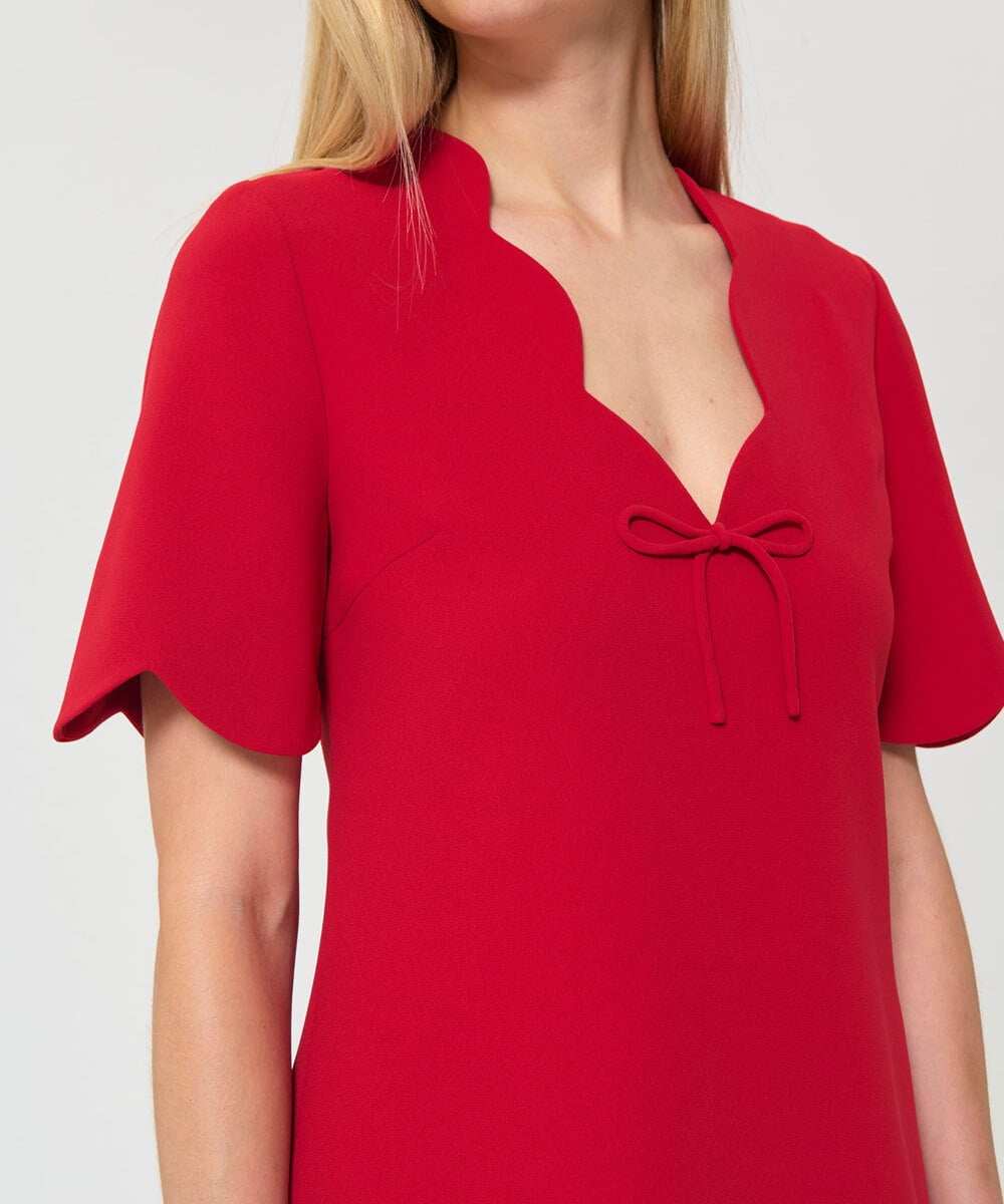 VZEGD10450 TARA JARMON(タラ ジャーモン) クレープドレス レッド