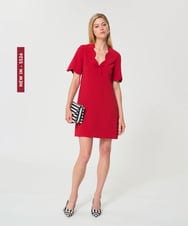 VZEGD10450 TARA JARMON(タラ ジャーモン) クレープドレス レッド