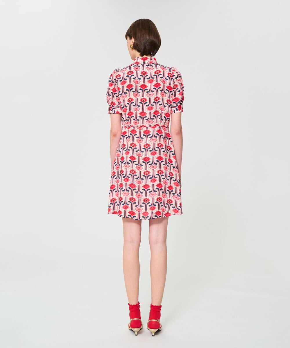 VZEGD11590 TARA JARMON(タラ ジャーモン) レトロブルームプリントドレス ピンク