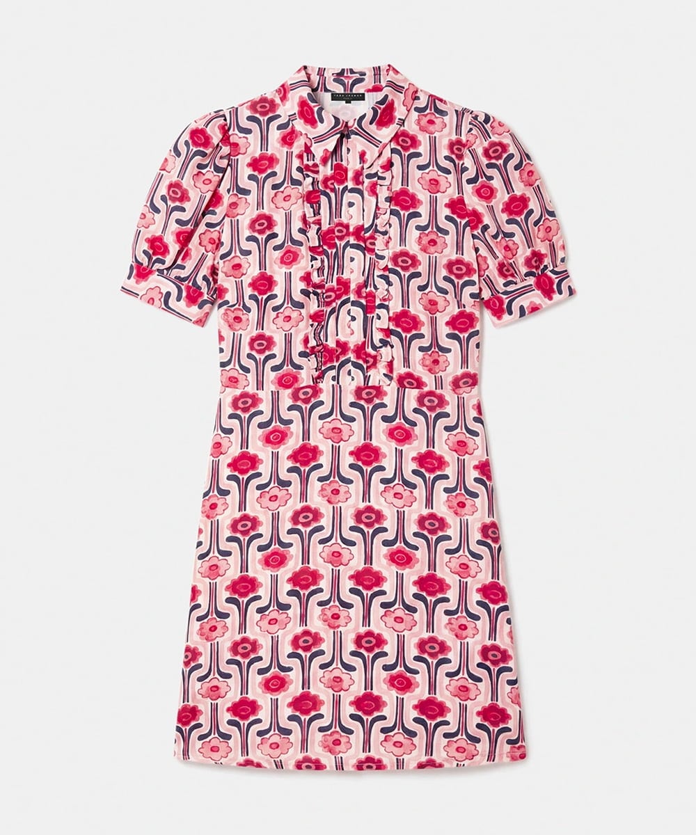 VZEGD11590 TARA JARMON(タラ ジャーモン) レトロブルームプリントドレス ピンク