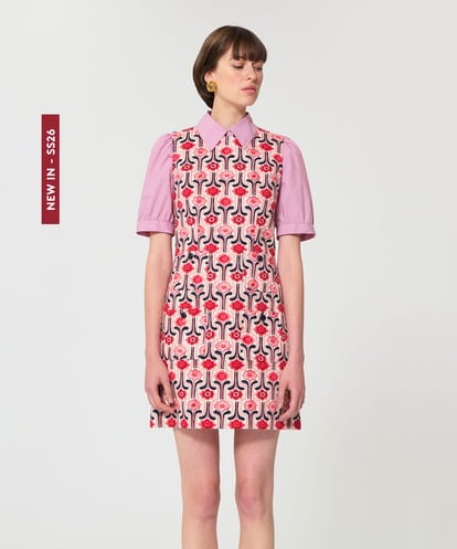 VZEGD12520 TARA JARMON レトロブルームコットンピケドレス