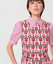 VZEGD12520 TARA JARMON(タラ ジャーモン) レトロブルームコットンピケドレス ピンク