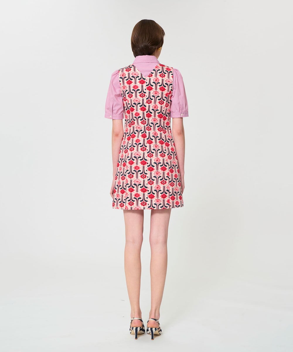 VZEGD12520 TARA JARMON(タラ ジャーモン) レトロブルームコットンピケドレス ピンク