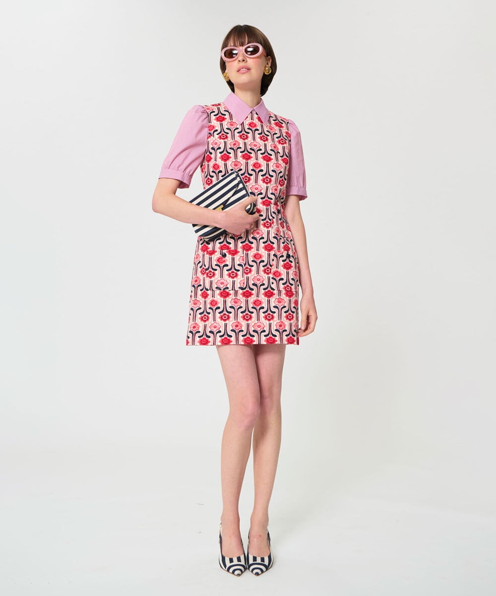 VZEGD12520 TARA JARMON(タラ ジャーモン) レトロブルームコットンピケドレス ピンク